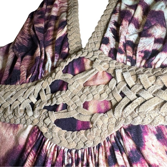 Sky Top Western Leopard Chic Leather Halter Top Strappy halter tie straps XS y2k - Picture 7 of 16